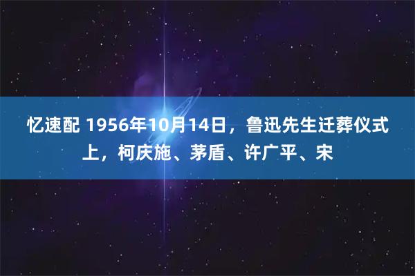 忆速配 1956年10月14日，鲁迅先生迁葬仪式上，柯庆施、茅盾、许广平、宋